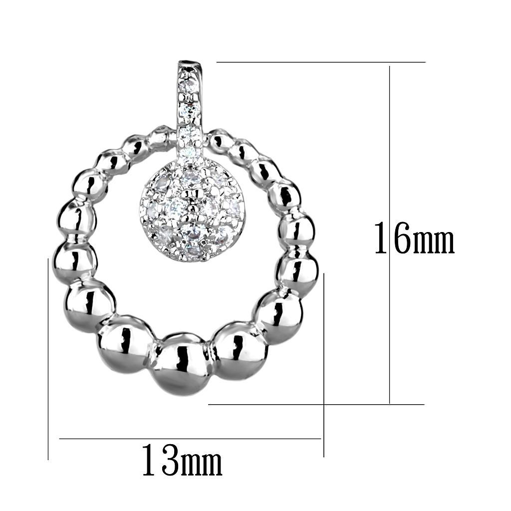 3W1296 - Rhodium Brass Earrings with AAA Grade CZ in Clear-1