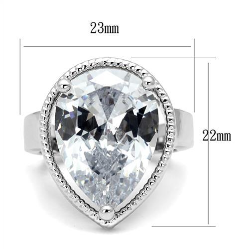 3W1305 - Rhodium Brass Ring with AAA Grade CZ in Clear-1