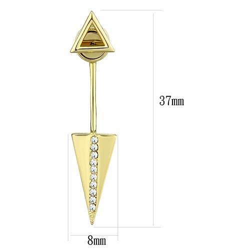 3W1314 - Gold Brass Earrings with Top Grade Crystal in Clear-1