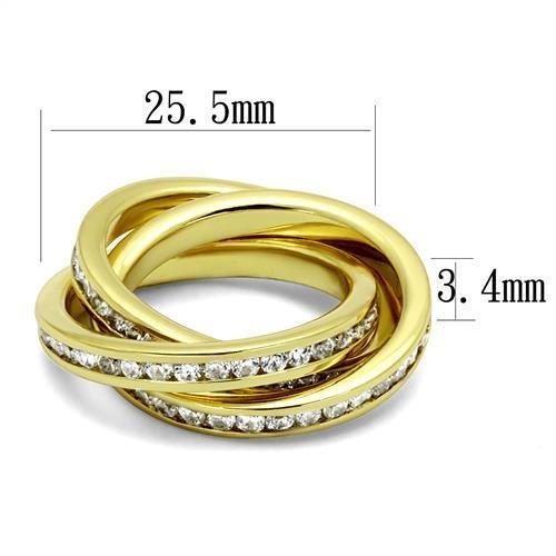 3W1330 - Gold Brass Ring with AAA Grade CZ in Clear-1