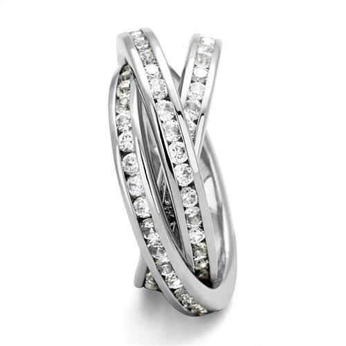 3W1331 - Rhodium Brass Ring with AAA Grade CZ in Clear-3