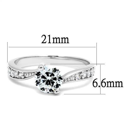 3W1337 - Rhodium Brass Ring with AAA Grade CZ in Clear-1