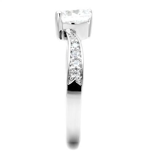 3W1337 - Rhodium Brass Ring with AAA Grade CZ in Clear-3