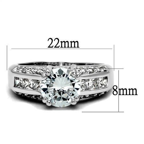 3W1344 - Rhodium Brass Ring with AAA Grade CZ in Clear-1