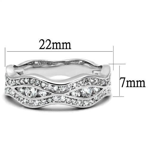 3W1345 - Rhodium Brass Ring with AAA Grade CZ in Clear-1