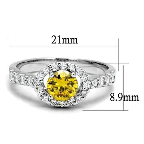 3W1362 - Rhodium Brass Ring with AAA Grade CZ in Topaz-1