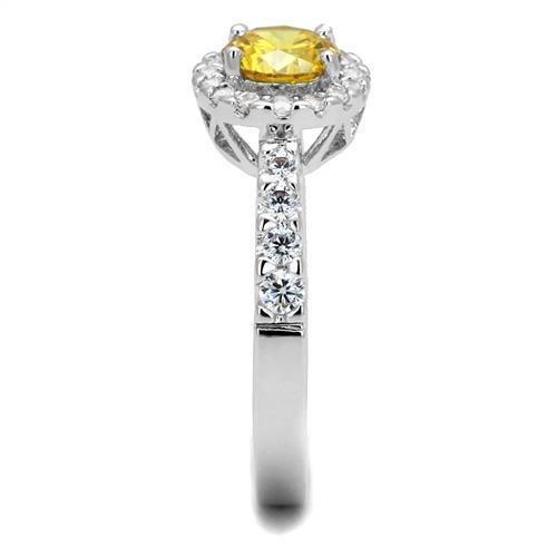 3W1362 - Rhodium Brass Ring with AAA Grade CZ in Topaz-3