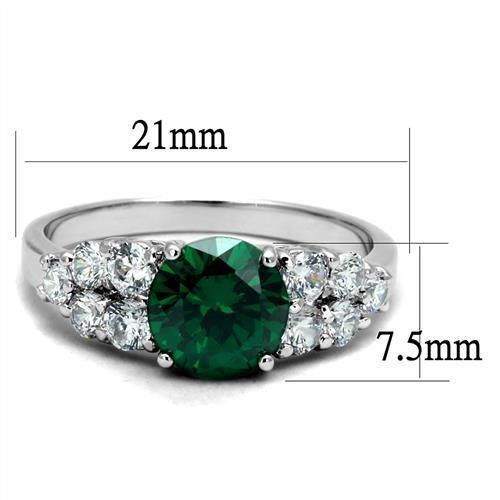 3W1364 - Rhodium Brass Ring with Synthetic Spinel in Emerald-1