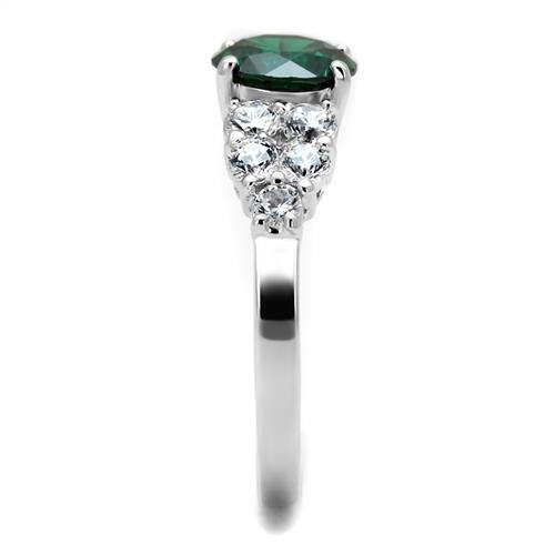 3W1364 - Rhodium Brass Ring with Synthetic Spinel in Emerald-3