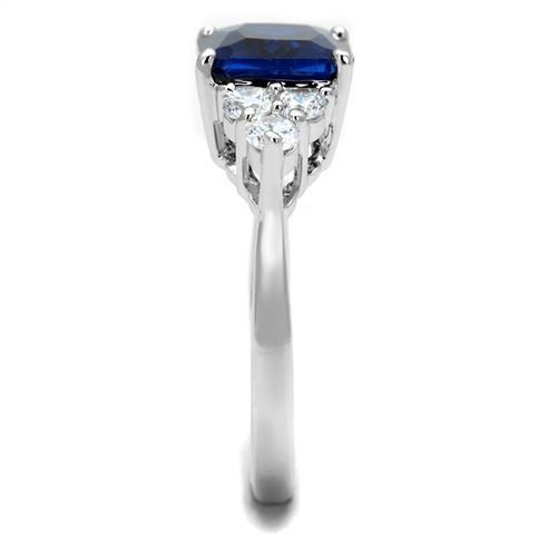 3W1367 - Rhodium Brass Ring with Synthetic Spinel in London Blue-3