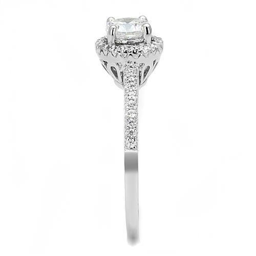 3W1386 - Rhodium 925 Sterling Silver Ring with AAA Grade CZ in Clear-3