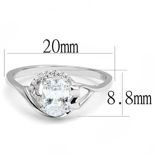 3W1388 - Rhodium 925 Sterling Silver Ring with AAA Grade CZ in Clear-1