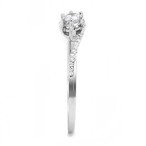 3W1392 - Rhodium 925 Sterling Silver Ring with AAA Grade CZ in Clear-3