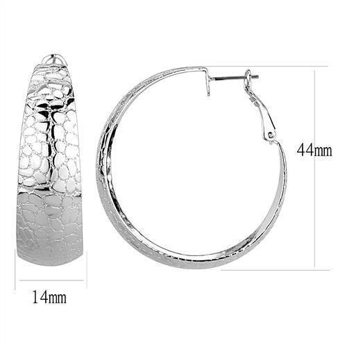 3W1397 - Rhodium Brass Earrings with No Stone-1