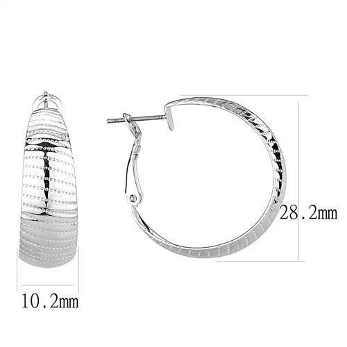 3W1399 - Rhodium Brass Earrings with No Stone-1