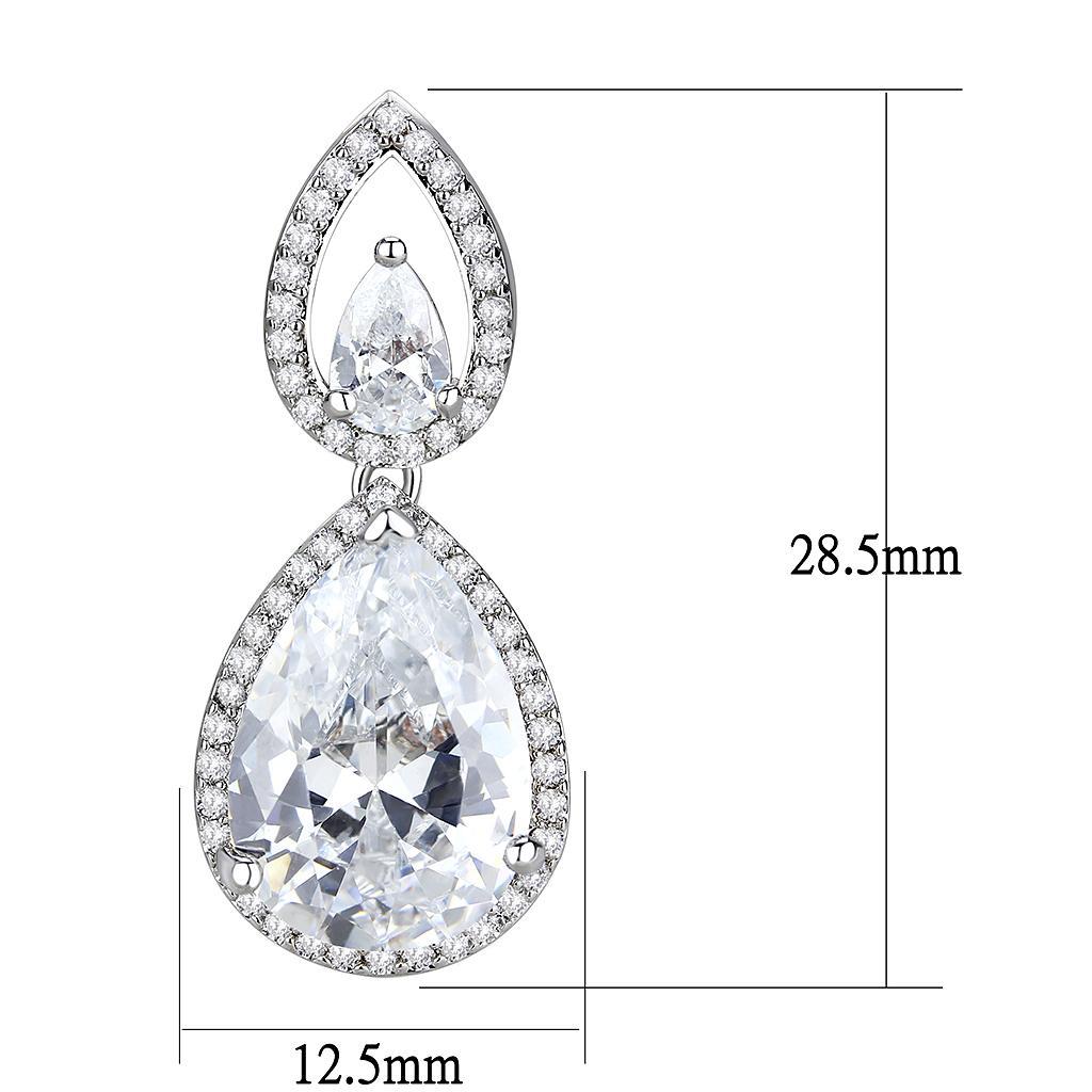 3W1427 - Rhodium Brass Jewelry Sets with AAA Grade CZ in Clear-4