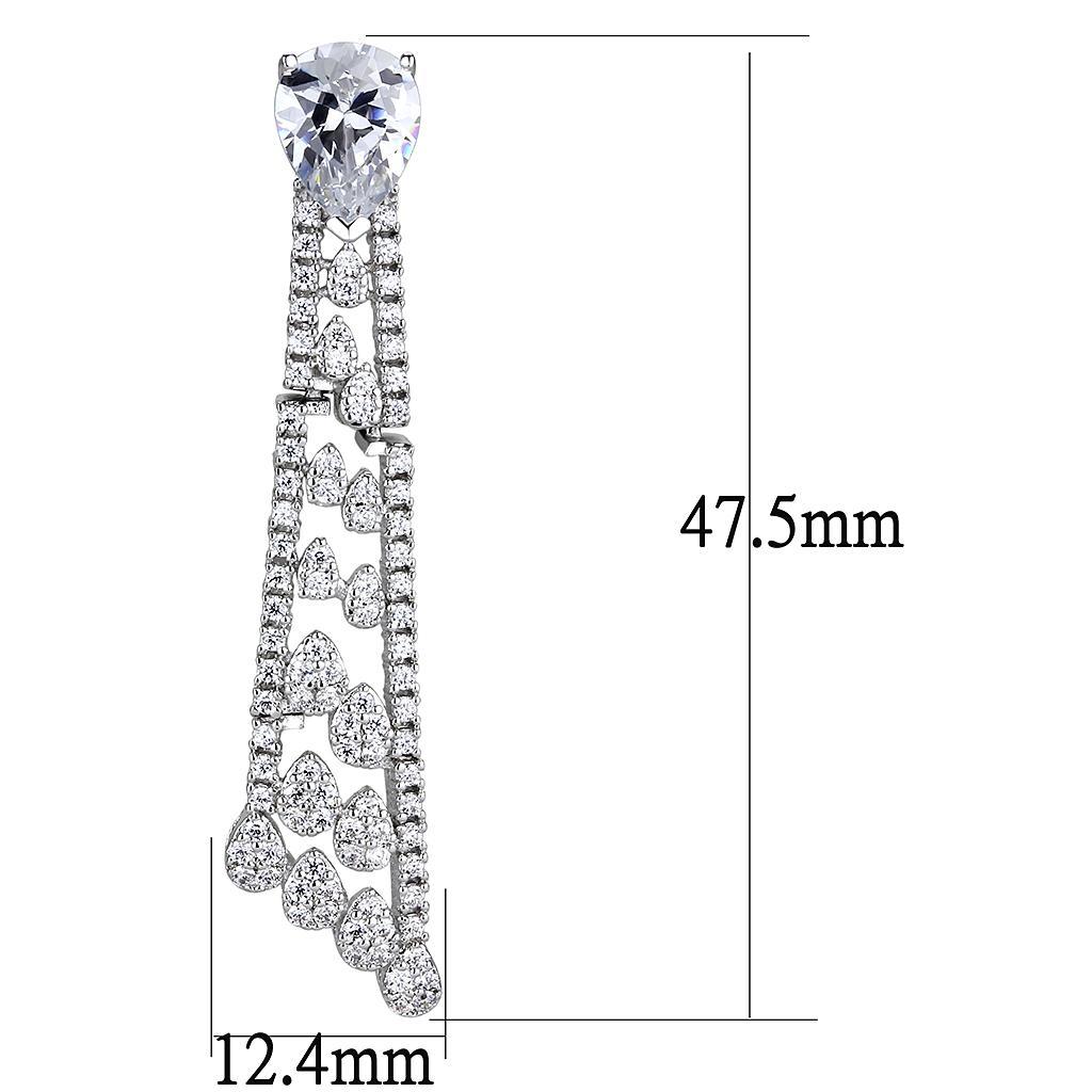 3W1434 - Rhodium Brass Jewelry Sets with AAA Grade CZ in Clear-4