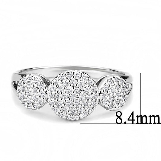 3W1440 - Rhodium Brass Ring with AAA Grade CZ in Clear-1