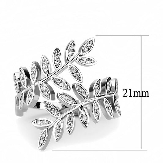 3W1457 - Rhodium Brass Ring with AAA Grade CZ in Clear-1