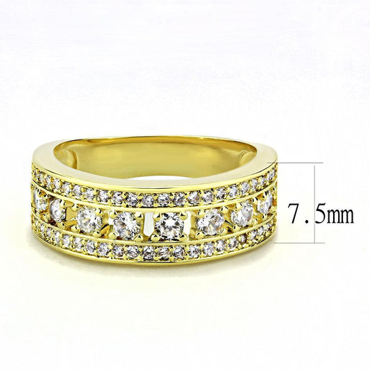 3W1459 - Gold Brass Ring with AAA Grade CZ in Clear-1