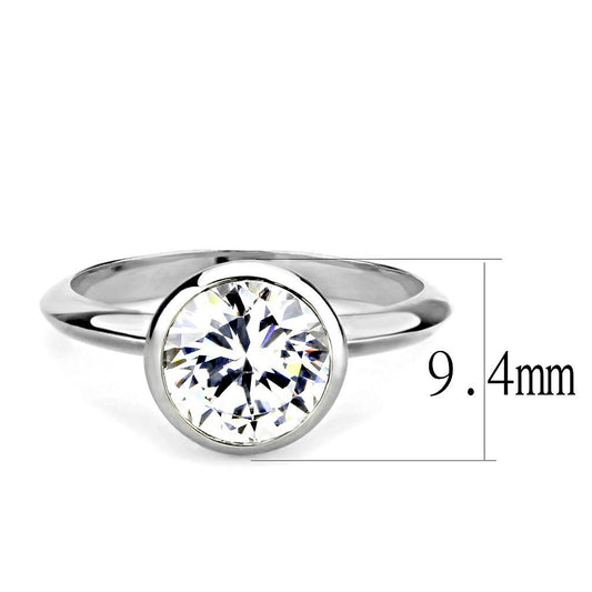 3W1487 - Rhodium Brass Ring with AAA Grade CZ in Clear-1