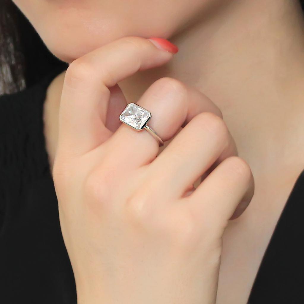 3W1488 - Rhodium Brass Ring with AAA Grade CZ in Clear-4
