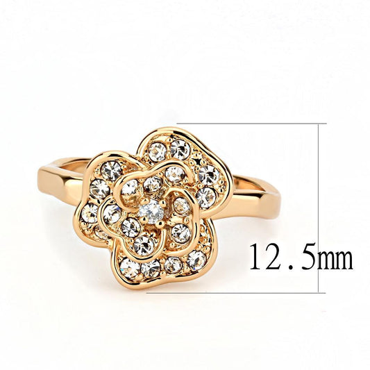 3W1491 - Rose Gold Brass Ring with Top Grade Crystal in Clear-1