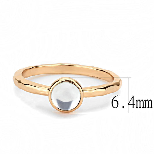 3W1493 - Rose Gold Brass Ring with Synthetic Synthetic Glass in Aquamarine-1
