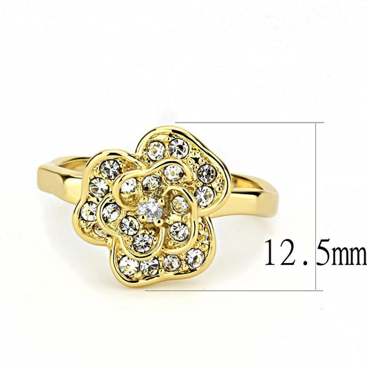 3W1497 - Gold Brass Ring with Top Grade Crystal in Clear-1