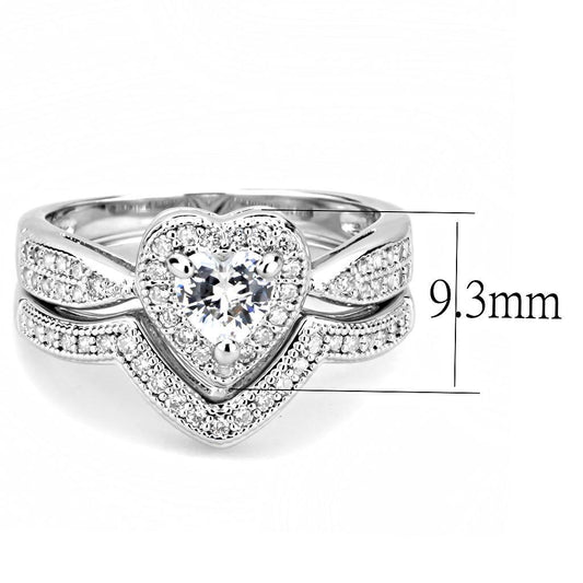 3W1508 - Rhodium Brass Ring with AAA Grade CZ in Clear-1