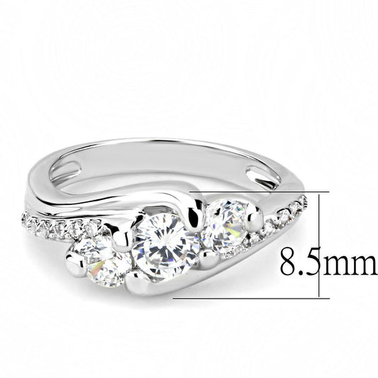 3W1512 - Rhodium Brass Ring with AAA Grade CZ in Clear-1