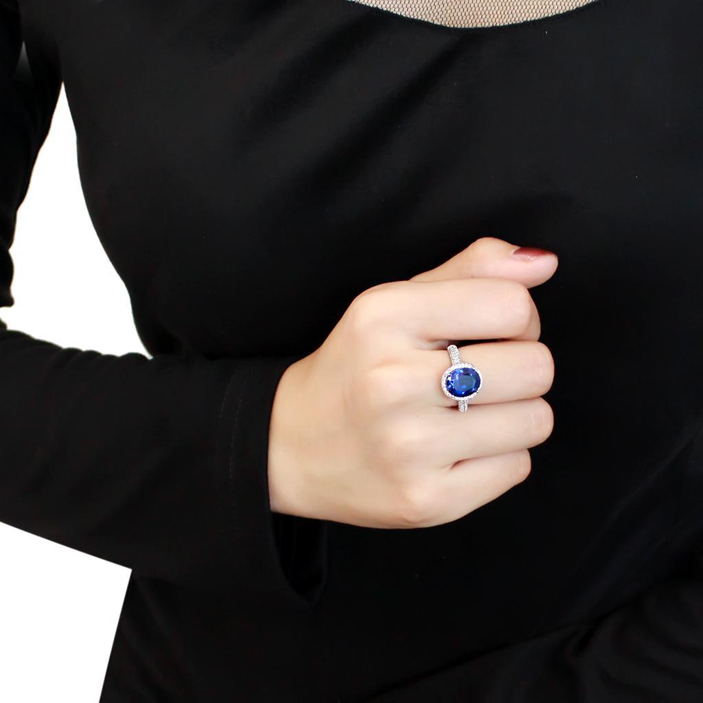 3W1516 - Rhodium Brass Ring with Synthetic in Montana-4