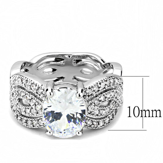 3W1517 - Rhodium Brass Ring with AAA Grade CZ in Clear-1