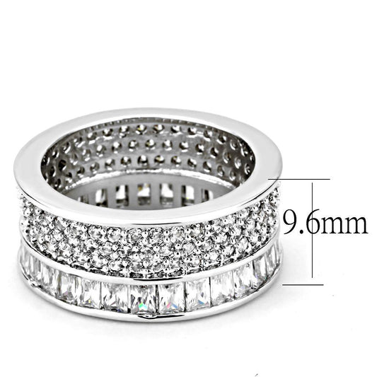 3W1520 - Rhodium Stainless Steel Ring with AAA Grade CZ in Clear-1