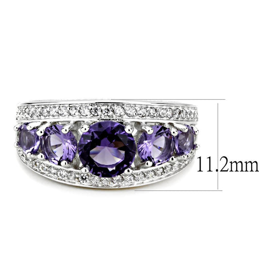 3W1530 - Rhodium Brass Ring with Synthetic in Amethyst-1