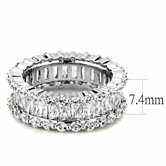 3W1531 - Rhodium Brass Ring with AAA Grade CZ in Clear-1
