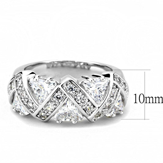 3W1533 - Rhodium Brass Ring with AAA Grade CZ in Clear-1