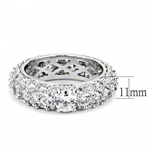 3W1534 - Rhodium Brass Ring with AAA Grade CZ in Clear-1