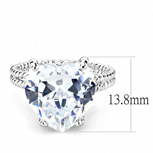 3W1536 - Rhodium Brass Ring with AAA Grade CZ in Clear-1