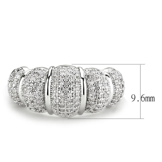 3W1540 - Rhodium Brass Ring with AAA Grade CZ in Clear-1