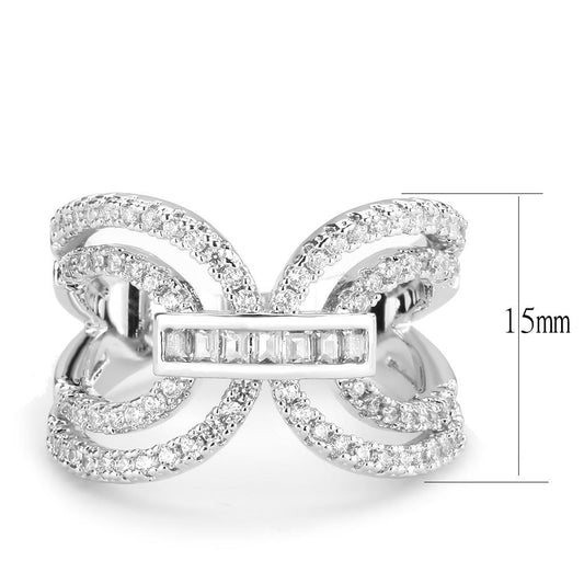 3W1541 - Rhodium Brass Ring with AAA Grade CZ in Clear-1