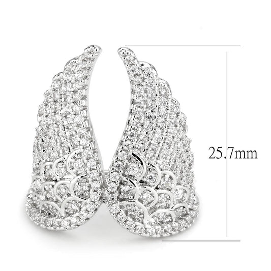 3W1543 - Rhodium Brass Ring with AAA Grade CZ in Clear-1