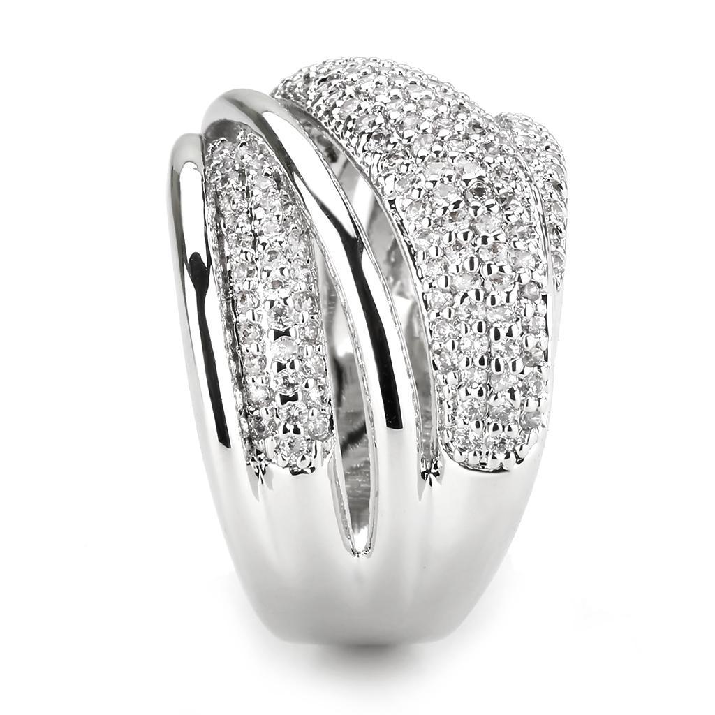 3W1544 - Rhodium Brass Ring with AAA Grade CZ in Clear-4