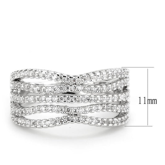 3W1546 - Rhodium Brass Ring with AAA Grade CZ in Clear-1