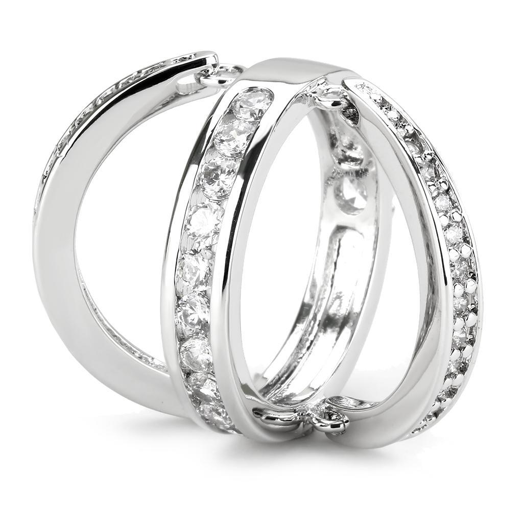 3W1549 - Rhodium Brass Ring with AAA Grade CZ in Clear-4