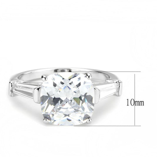 3W1561 - Rhodium Brass Ring with AAA Grade CZ in Clear-1