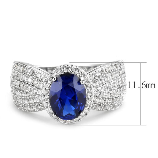 3W1563 - Rhodium Brass Ring with Synthetic Spinel in London Blue-1