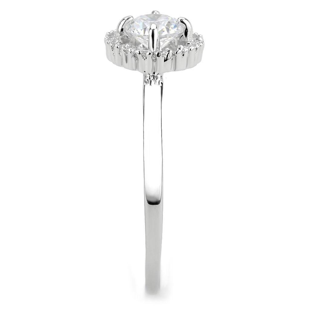 3W1570 - Rhodium Brass Ring with AAA Grade CZ in Clear-4