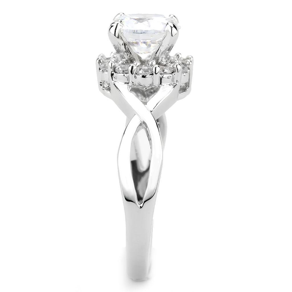 3W1575 - Rhodium Brass Ring with AAA Grade CZ in Clear-4