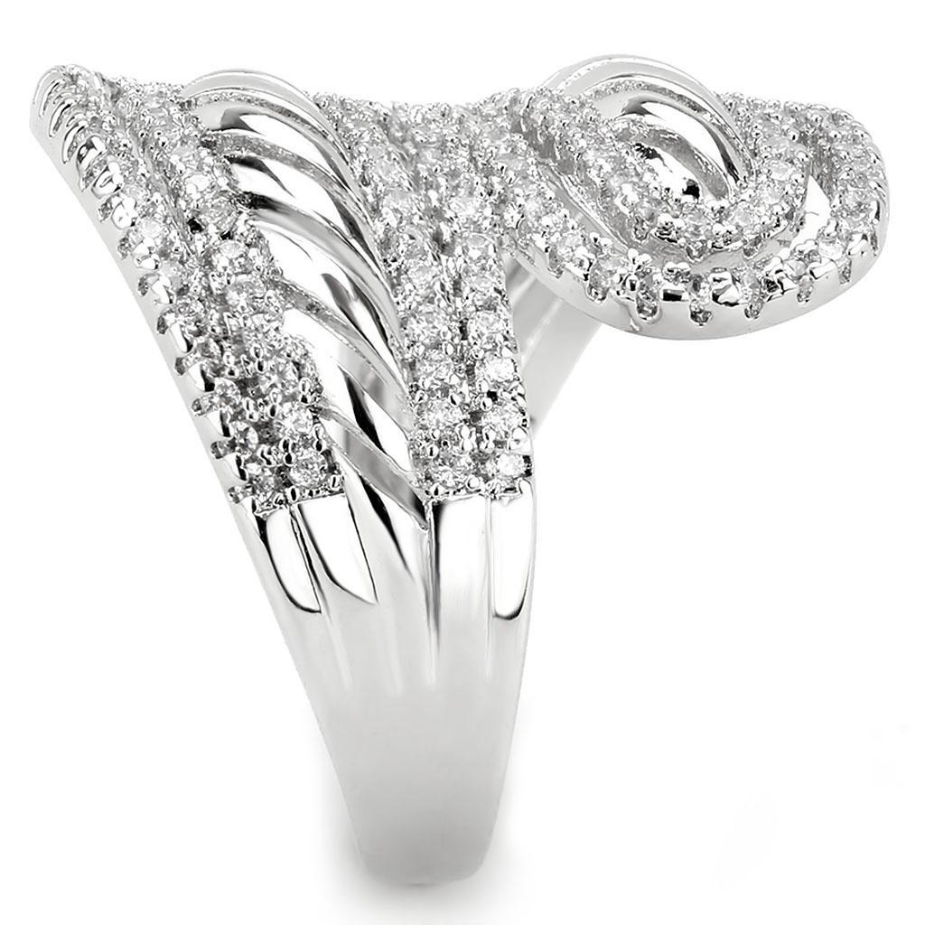 3W1582 - Rhodium Brass Ring with AAA Grade CZ in Clear-4